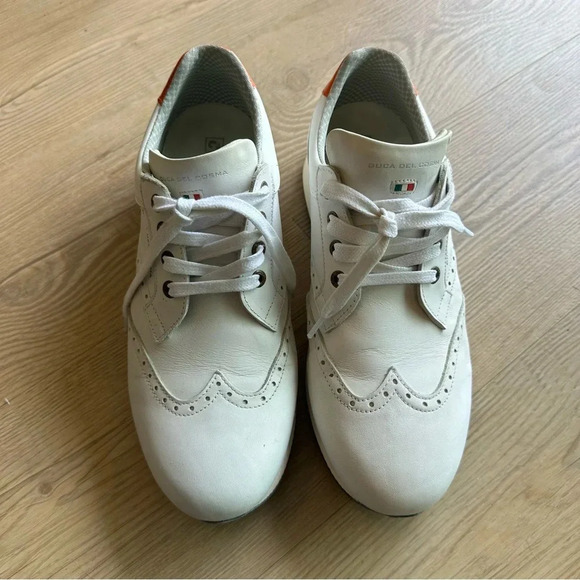 Duca Del Cosma La Spezia II - White/Orange size 10 golf shoe men’s - Picture 2 of 7